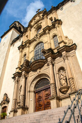 Fototapeta premium Sao Paulo, Brazil, September 02, 2009. Facade of Basilica of Our Lady of Carmo, in Bela Vista neighborhood, center of Sao Paulo, SP.