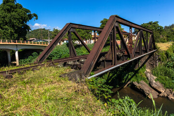 Old railway bridge in the city of Itariri, was built in 1910 to help with logistics with the...