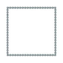 Vintage square frame, metal or silver chain, isolated. Empty copy space for paintings, mirrors or photo. Vintage simple frame. Silverish style decorative squared border, jewel deco art object. Png