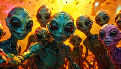 Selfie Group of aliens posing for a picture