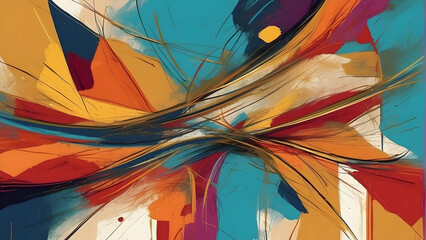 Artistic abstract in blue and orange shades