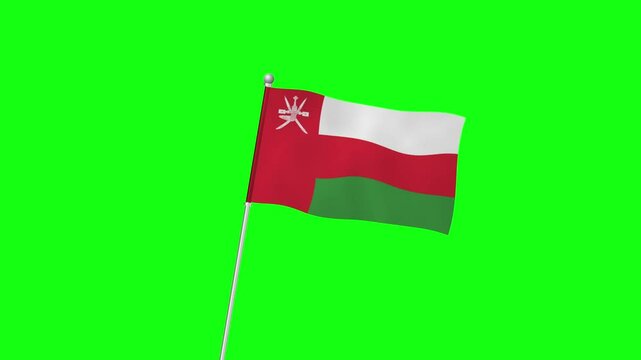 4K OMAN flag with pole waving on chroma key  green screen
