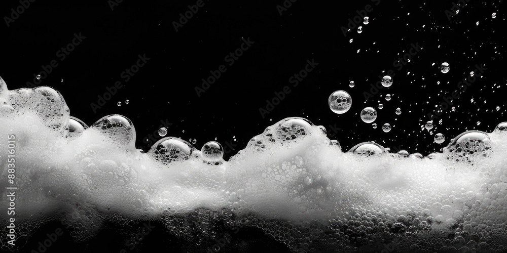 Sticker A black and white photo of soap bubbles