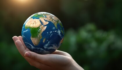 A Hand Holds the Earth Globe Display