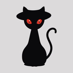 Cute Cat with Witch Hat Sticker - Hand-Drawn Cartoon Illustration
