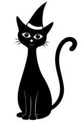 Cute Cat with Witch Hat Sticker - Hand-Drawn Cartoon Illustration