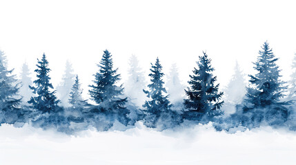 Obraz premium Winter coniferous forest on a transparent background