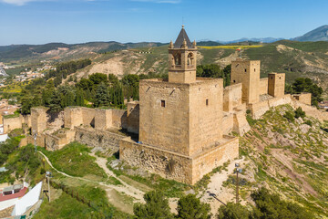 Obraz premium Aerial view of the historic Alcazaba fortress, Antequera, Andalusia, Spain