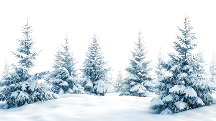 Naklejka premium Winter coniferous forest on a transparent background