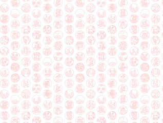 円形ミニ花札の壁紙用イラスト