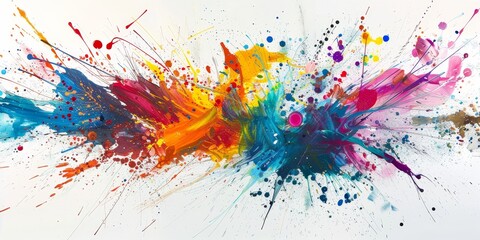 Fototapeta premium Vibrant Color Explosion: Dynamic Hues on White Backdrop for Artistic Expression