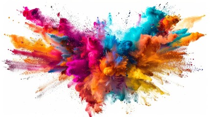 Dynamic Color Explosion: Vivid Hues on White Background