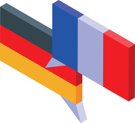 German and french flags coming together, symbolizing international communication and collaboration