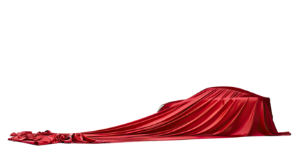 Car covered with red canvas on a transparent background
