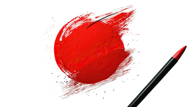 red circle brush stroke on transparent background