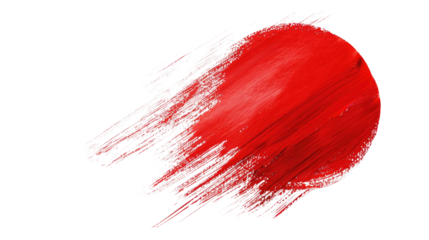 red circle brush stroke on transparent background
