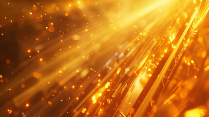 Fototapeta premium The effect of golden light rays that radiate across the surface, intertwining with various geometric shapes.