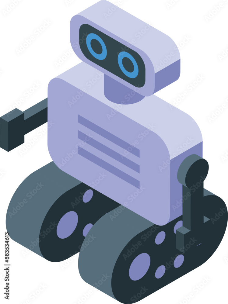 Aufkleber futuristic robot with wheels is navigating its environment, showcasing advanced technology