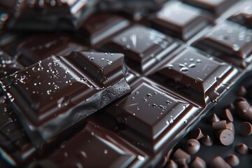 A close-up shot of a chocolate bar on a table, perfect for advertising or editorial use
