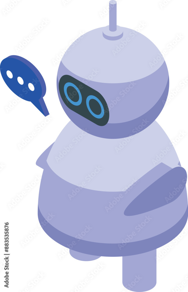 Poster chatbot speaking with speech bubble is giving information about artificial intelligence