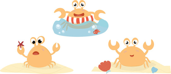 Three crabs on the sea.