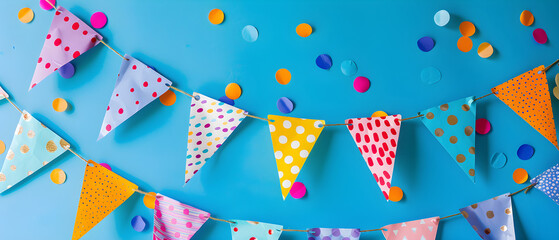 Fototapeta premium Vibrant homemade birthday banner with colorful paper and festive design, perfect for any celebration.