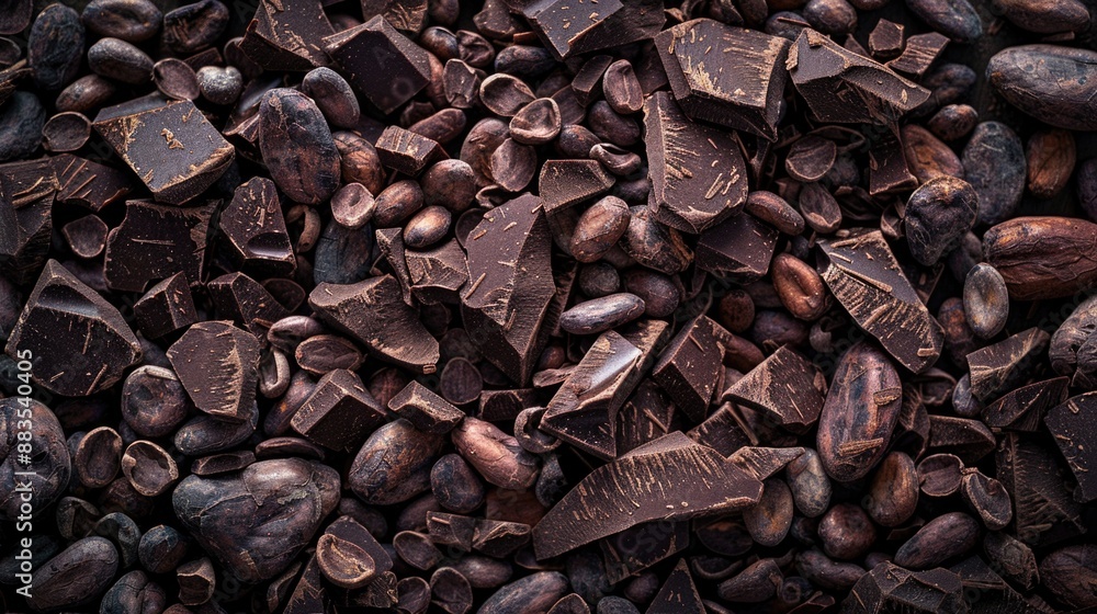 Poster A colorful mix of chocolate chips and nuts on a flat surface