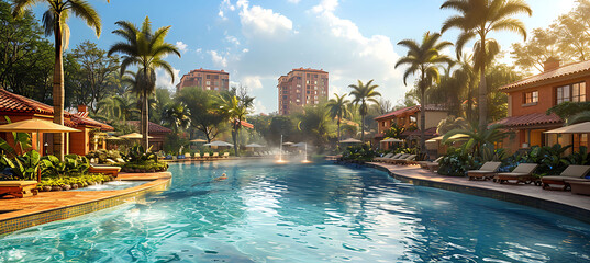 Fototapeta premium Layout and amenities of a real estate community center including recreational and social spaces