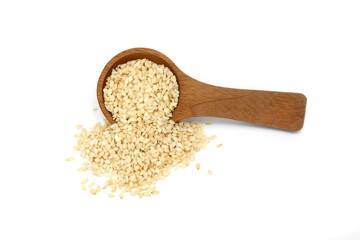 Organic integral sesame seeds isolated on white background