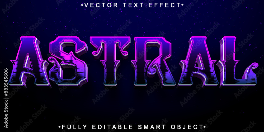 Poster dark purple astral vector fully editable smart object text effect