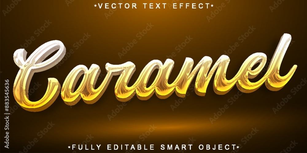 Poster caramel vector fully editable smart object text effect