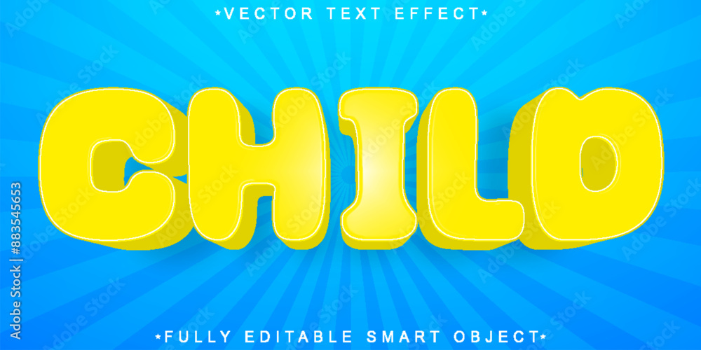 Poster cartoon cute child vector fully editable smart object text effect