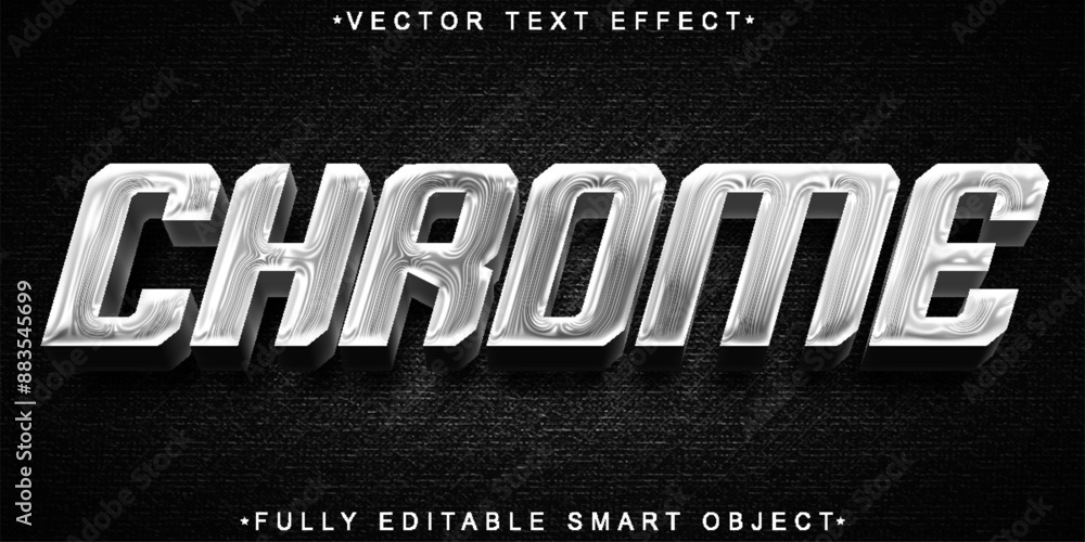 Poster Silver Chrome Vector Fully Editable Smart Object Text Effect