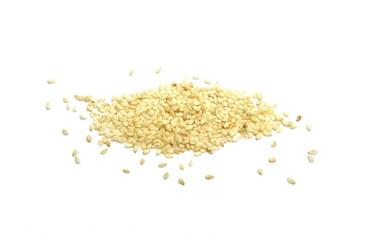 Organic integral sesame seeds isolated on white background