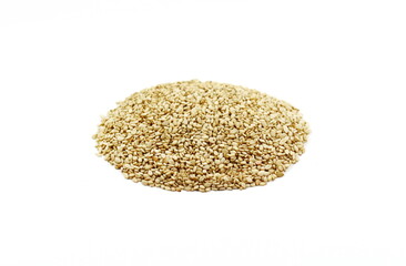 Organic integral sesame seeds isolated on white background