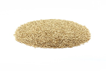 Organic integral sesame seeds isolated on white background