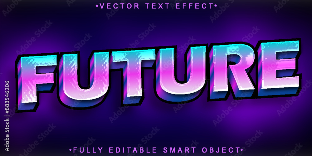 Poster colorful shiny future vector fully editable smart object text effect