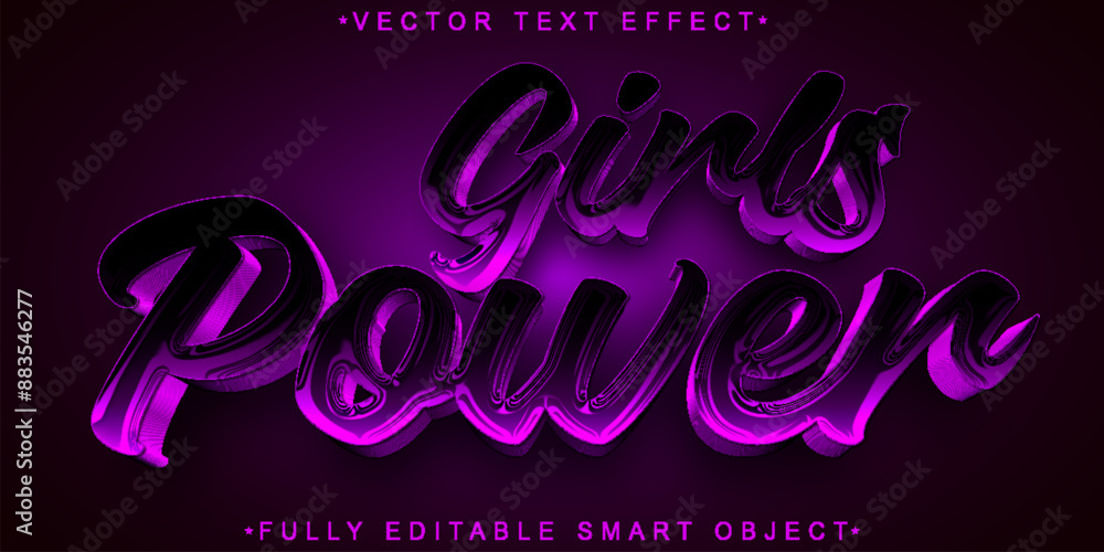 Poster girls power vector fully editable smart object text effect