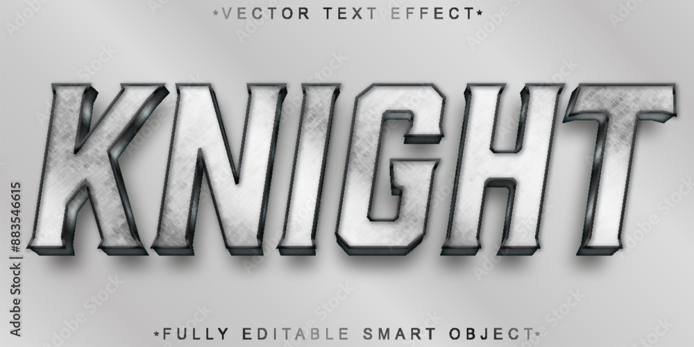 Poster silver knight vector fully editable smart object text effect