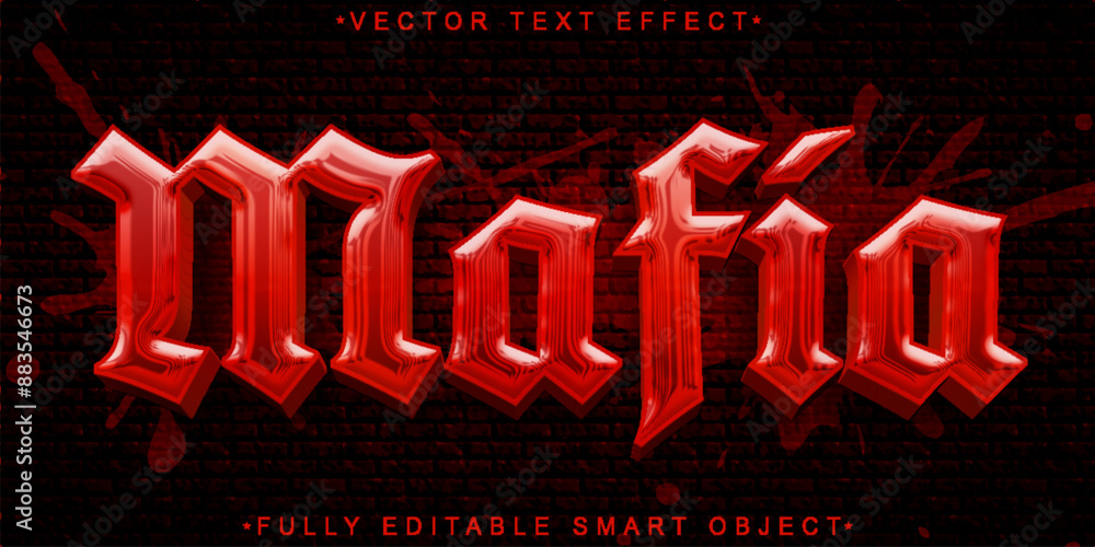 Poster red mafia vector fully editable smart object text effect