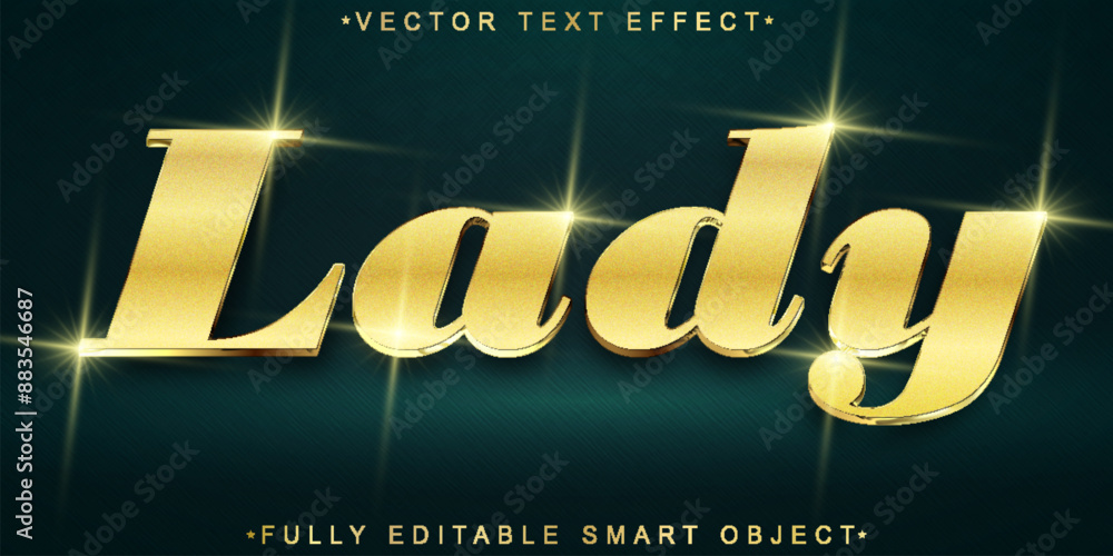 Aufkleber luxury elegant mirror lady vector fully editable smart object text effect