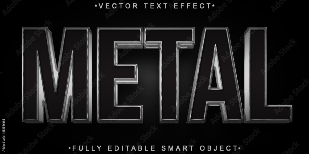 Poster silver metal vector fully editable smart object text effect