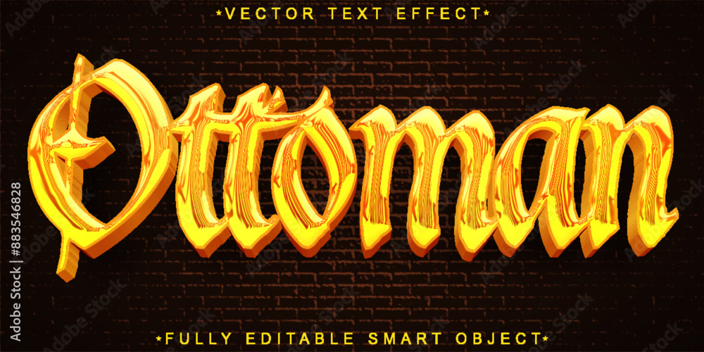 Poster ottoman golden kingdom historic vector fully editable smart object text effect