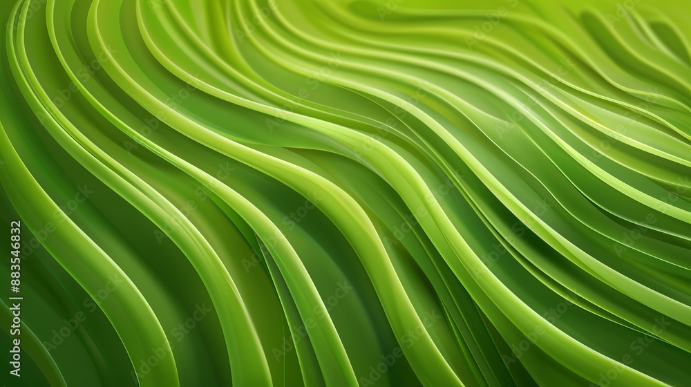 Poster fresh and natural abstract background in green hues featuring hypnotic patterns of wavy lines that e