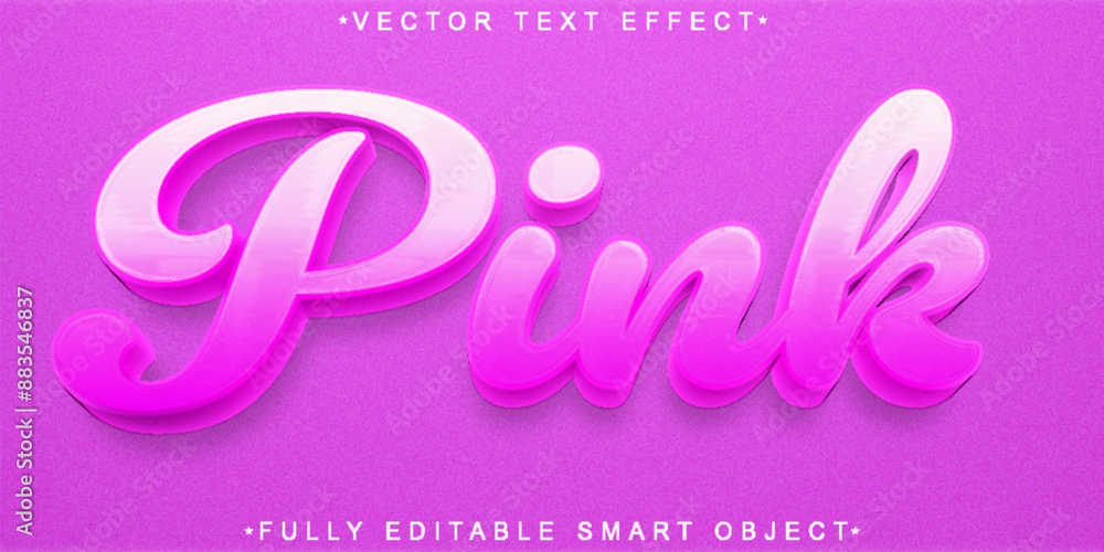 Poster cute pink vector fully editable smart object text effect