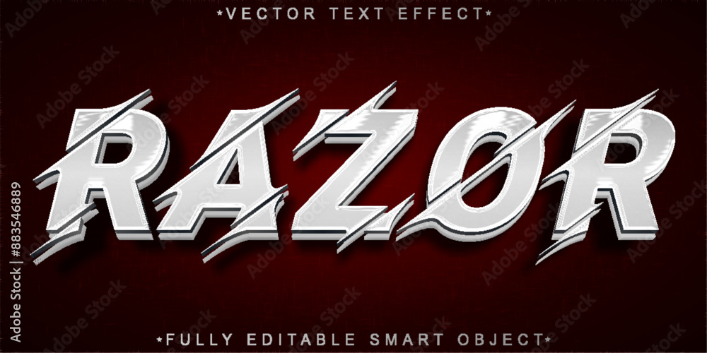 Poster razor vector fully editable smart object text effect blade cut