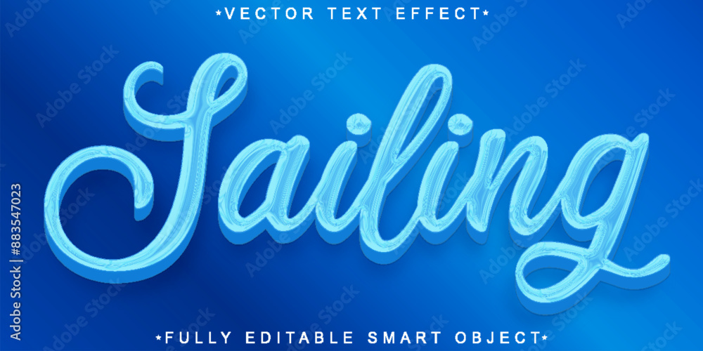 Poster blue shiny sailing vector fully editable smart object text effect