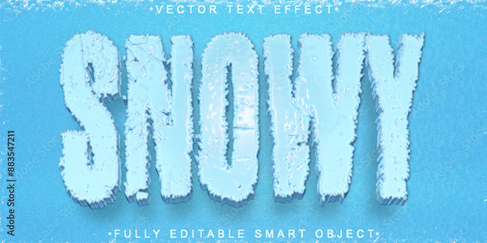Poster cartoon snowy winter vector fully editable smart object text effect