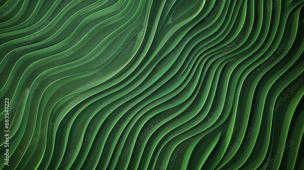 Poster fresh and natural abstract background in green hues featuring hypnotic patterns of wavy lines that e