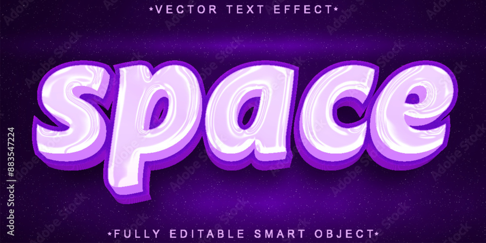 Poster purple space vector fully editable smart object text effect